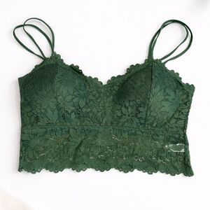 Brand New Size Medium Forest Green Lace Bralette / Padded Tank Top